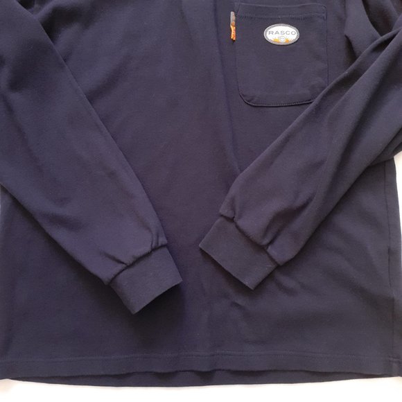 Rasco FR Men's Navy Long Sleeve Henley T-Shirt in Navy Blue Cat 2 Size L - Picture 8 of 13